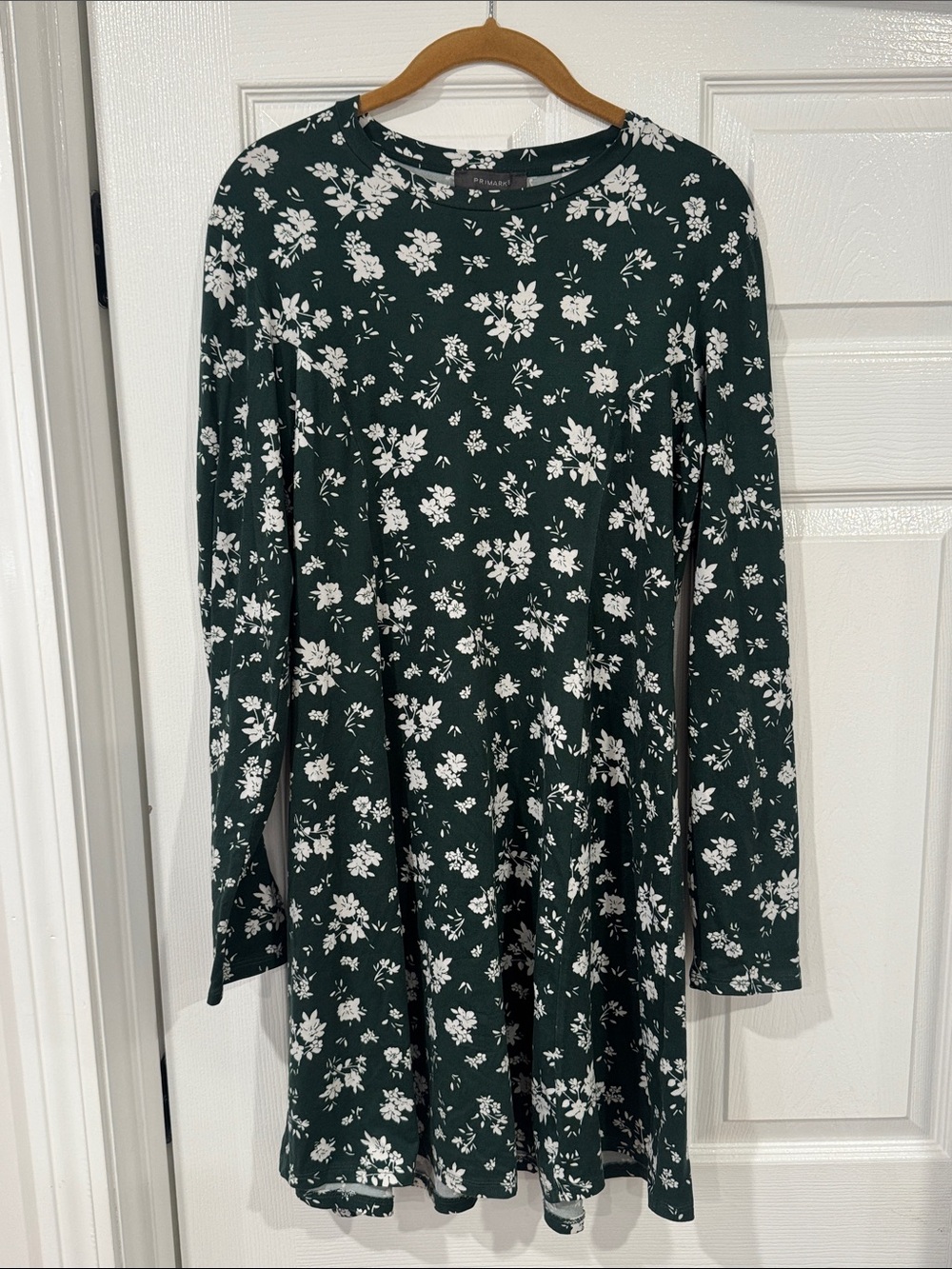 Primark Green & White Floral Long Sleeve Dress
